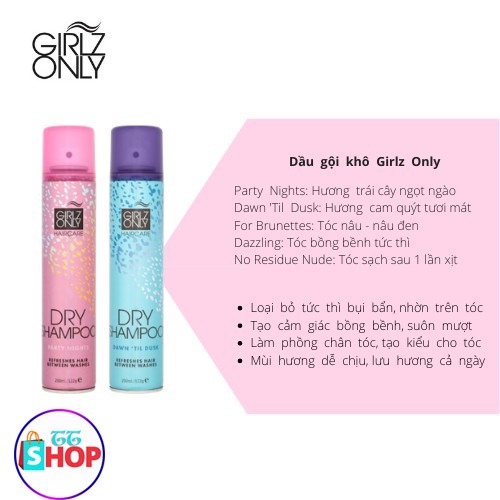 Dầu Gội Khô 5 loại Girlz Only dry shampoo 200ml | BigBuy360 - bigbuy360.vn