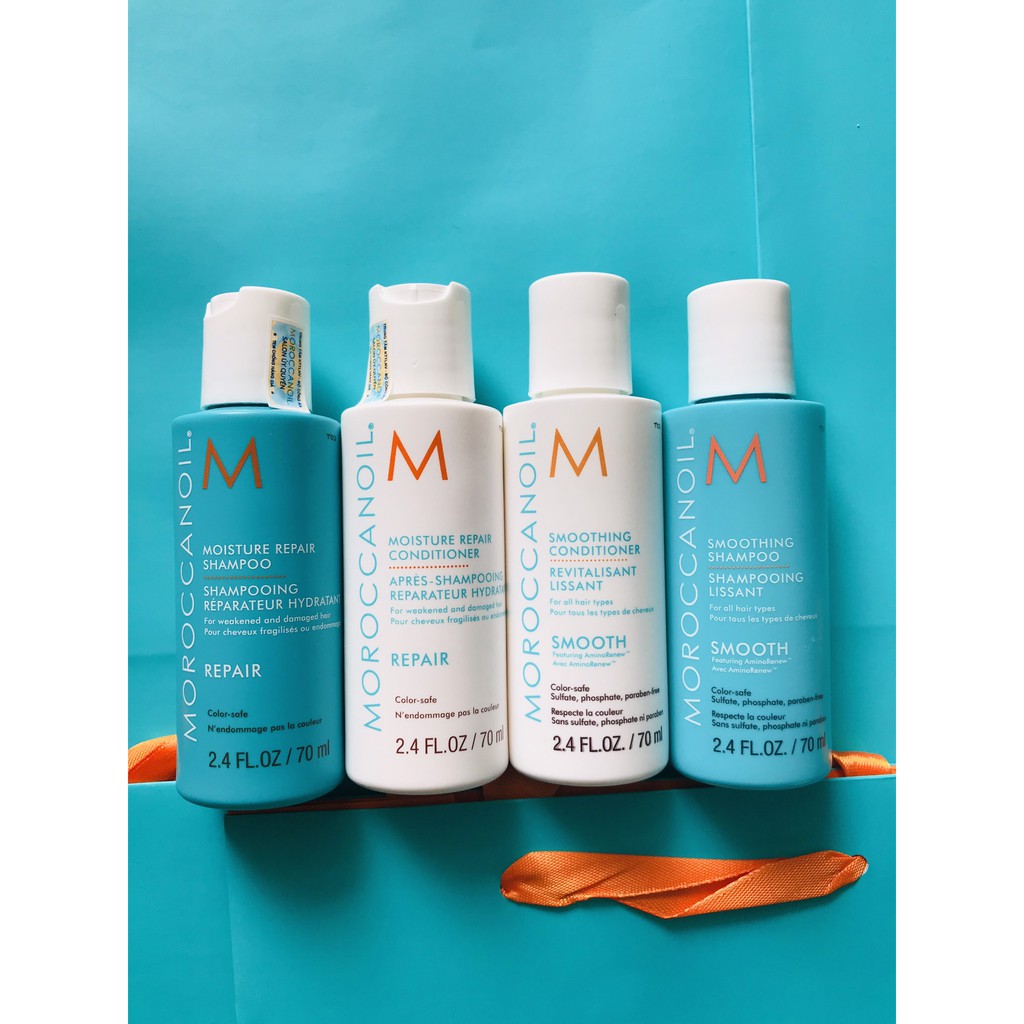 Cặp dầu gội, dầu xả Moroccanoil Smooth / Repair 70ml dưỡng tóc mềm mượt cho tóc hư tổn