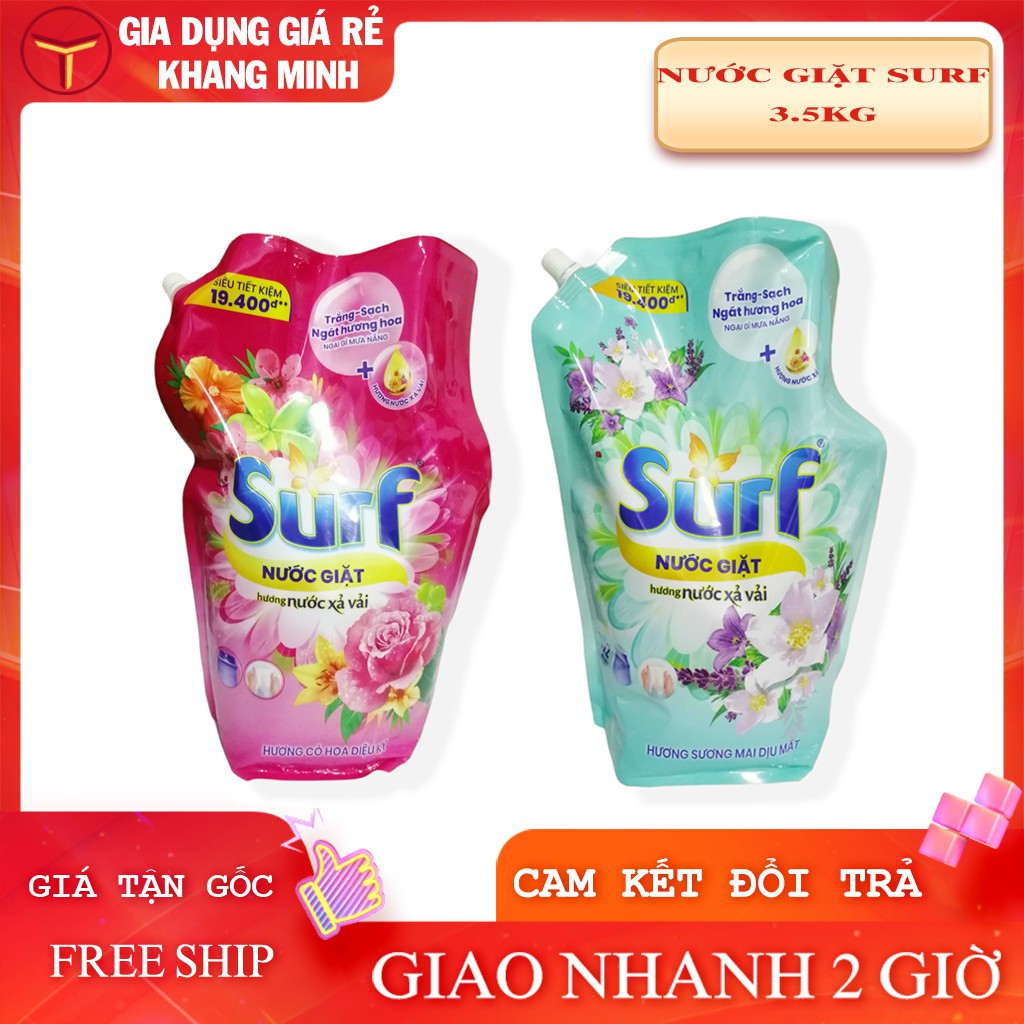 Nước Giặt Surf 3,5kg Cho Máy Giặt Cửa Trên Và Giặt Tay Hương Tự Chọn