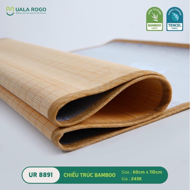 Chiếu trúc bamboo Uala & Rogo tăm tre mịn  sử dụng 2 mặt tăm tre và mặt vải tencel [ UalaRogo ]