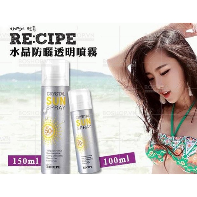 Xịt chống nắng Recipe Crystal Sun Pray SPF50+ dưỡng ẩm, bảo vệ da - CSTOREVN