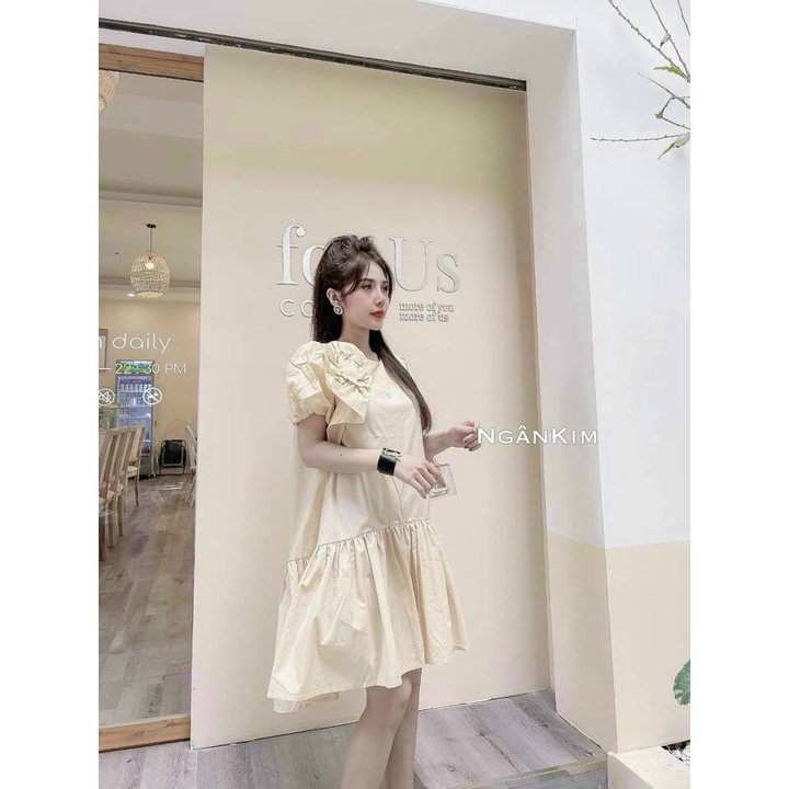Đầm nữ, nơ xinh, mẫu mới, hàng cao cấp  chất lượng , siêu dễ thương DX1217