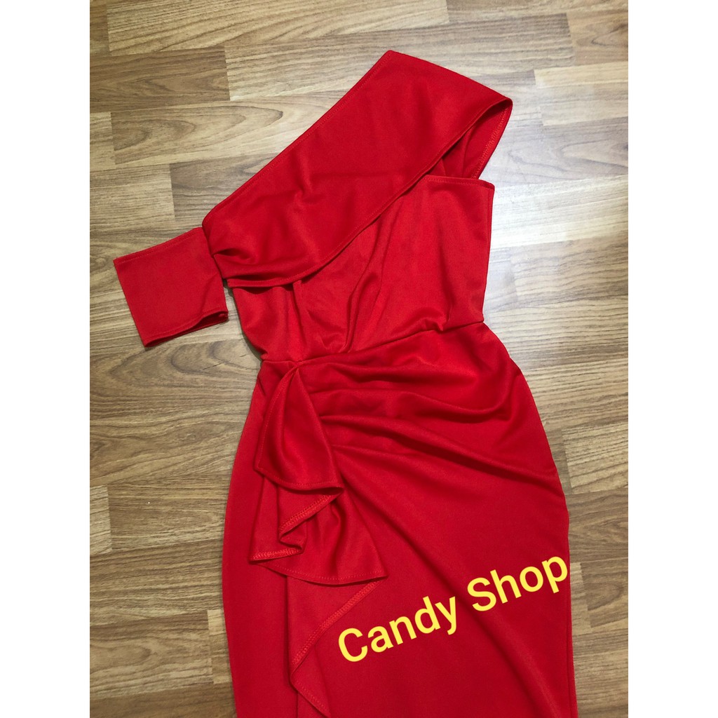 Đầm body lệch vai bèo eo xẻ tà sang chảnh + Ảnh thật | BigBuy360 - bigbuy360.vn
