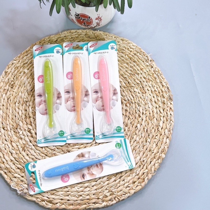Thìa ăn dặm silicon Babuu siêu mềm cho bé
