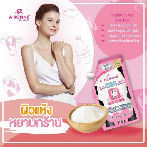 Muối Tắm Sữa Bò Tẩy Tế Bào Chết A Bonne Spa Milk Salt 350g Thái Lan, Cam kết hàng chính hãng - LAI'S STORE