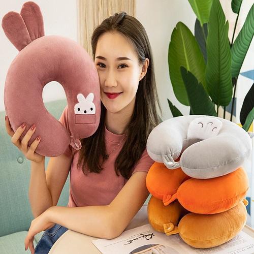 Gối chữ u, gối kê cổ đi du lịch, ngồi văn phòng có nút cài cao cấp