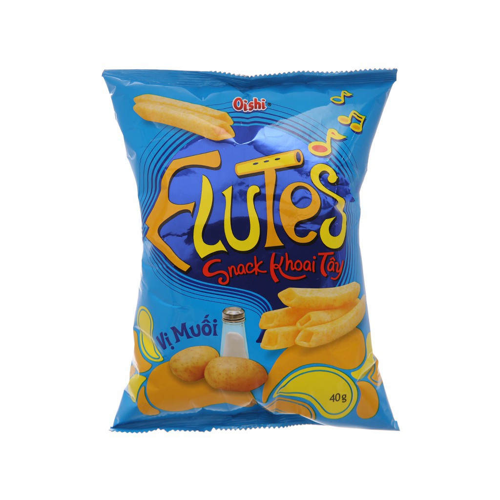 Snack khoai tây vị muối Oishi Flutes gói 40gr