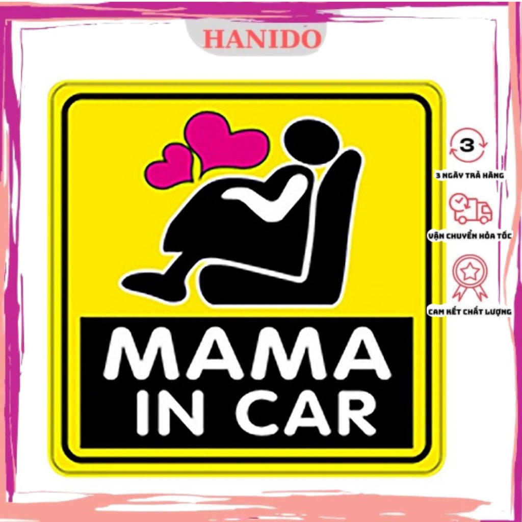 Miếng dán phản quang xe ô tô Mama In Car tiện ích