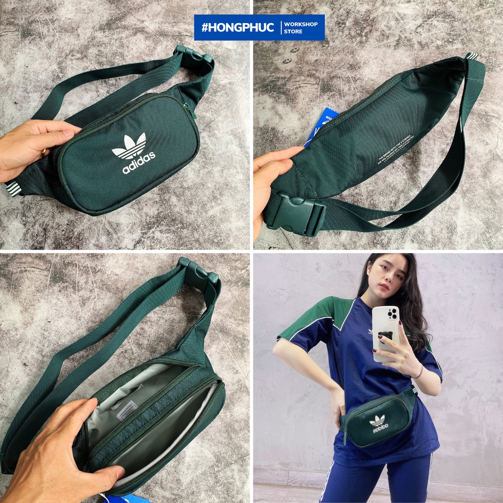 Túi Đeo Chéo DV l Túi Bao Tử Adidas DV Essential Crossbody Bag - Dark Green - Xanh Lá