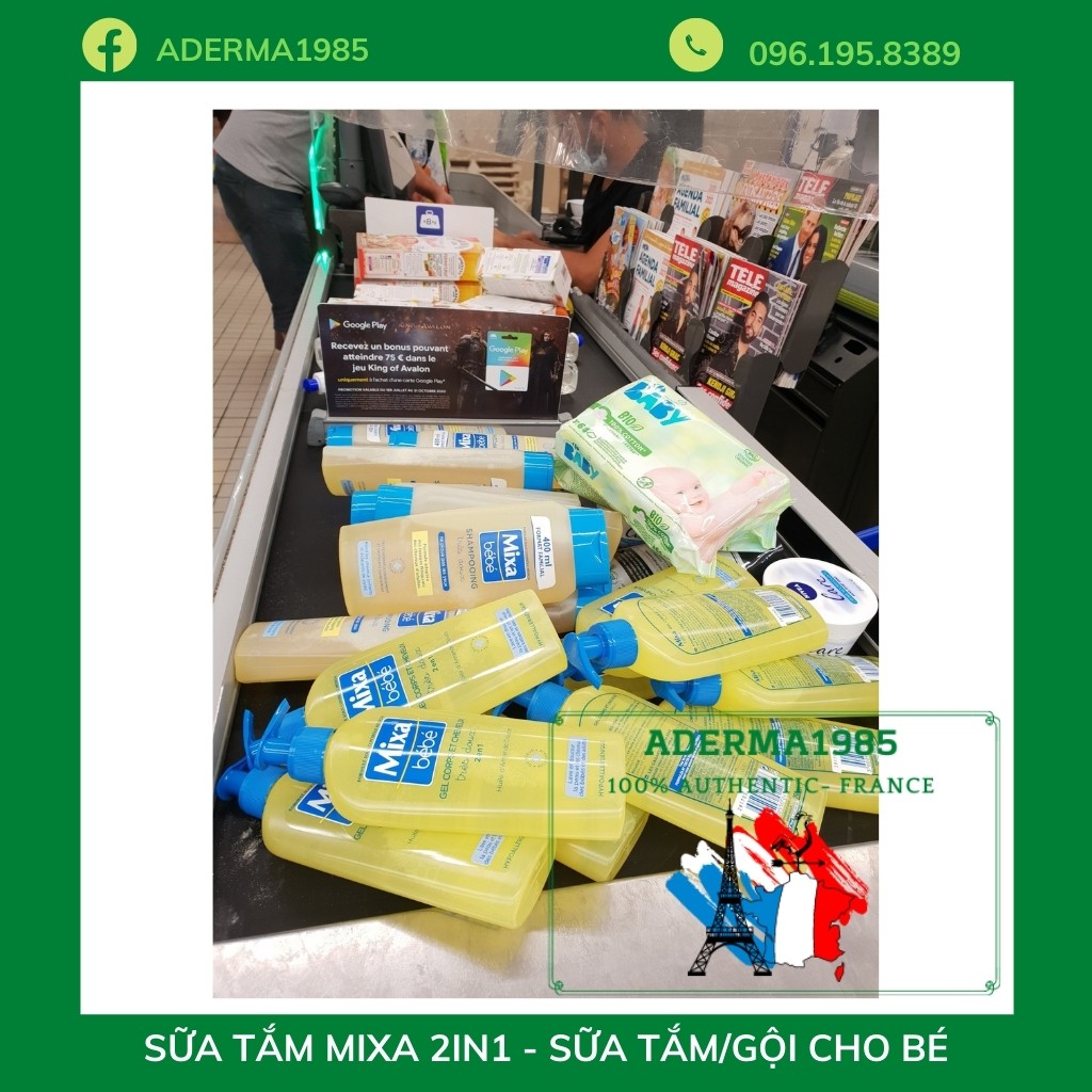 Sữa tắm Mixa bebe sữa tắm gội  2in1 Mixa bebe dành cho trẻ từ sơ sinh_Sữa Paris Aderma