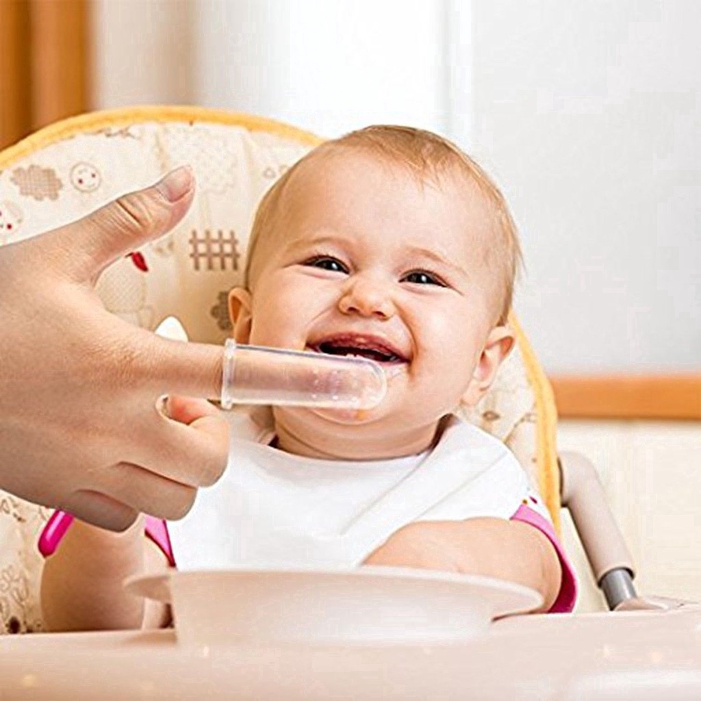Đầu ngón tay silicone gắn bàn chải đánh răng cho bé