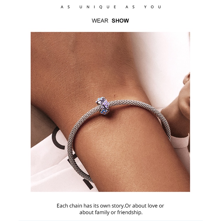 Hạt phụ kiện BAMOER SCC2063 bằng bạc 925 hình bông hoa và bướm thời trang để làm vòng tay DIY