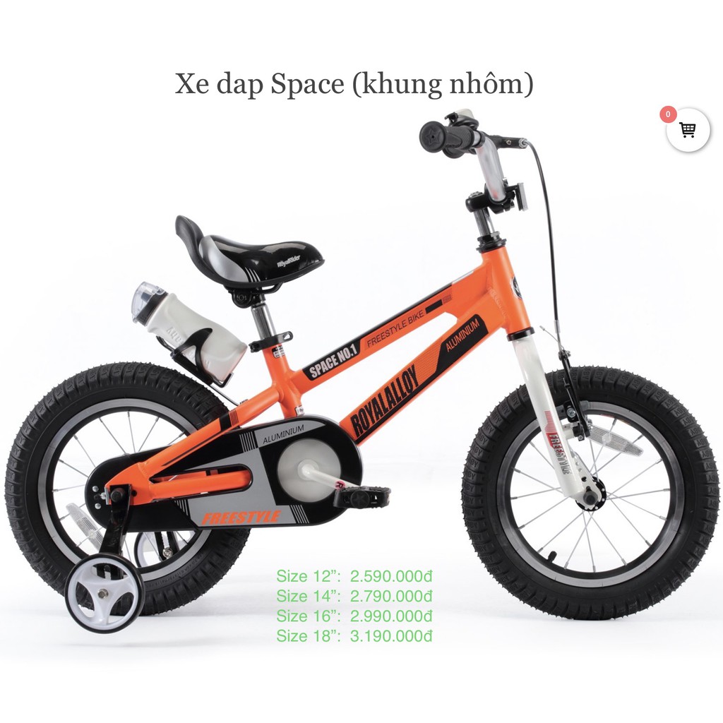 Size 16&quot; Xe đạp trẻ em Royal Baby Space màu cam ( Royalbaby - xe đạp cho bé )