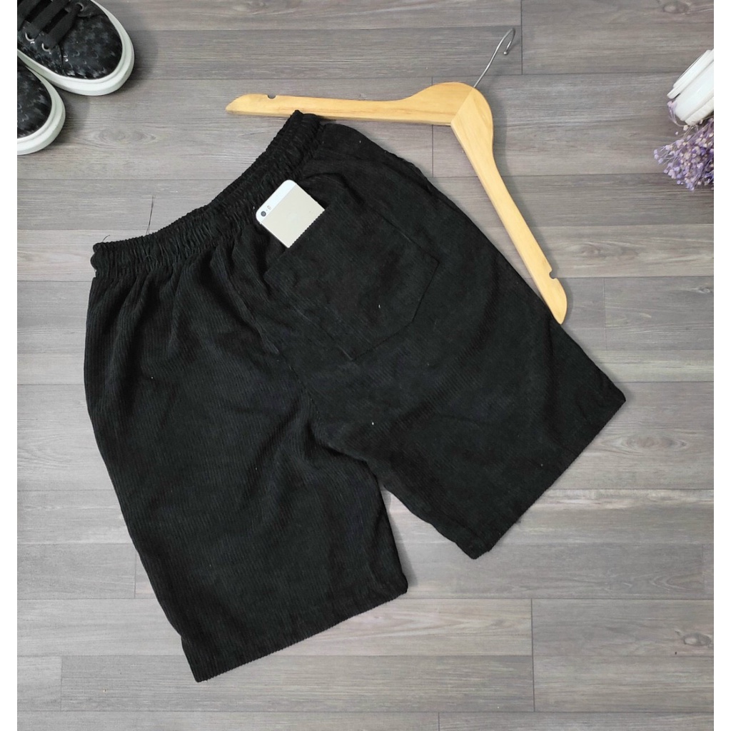 Quần Short Nhung Tăm Gân Form Rộng Nam Nữ  Unisex Phong Cách Trẻ Trung Cá Tính - Short Nhung