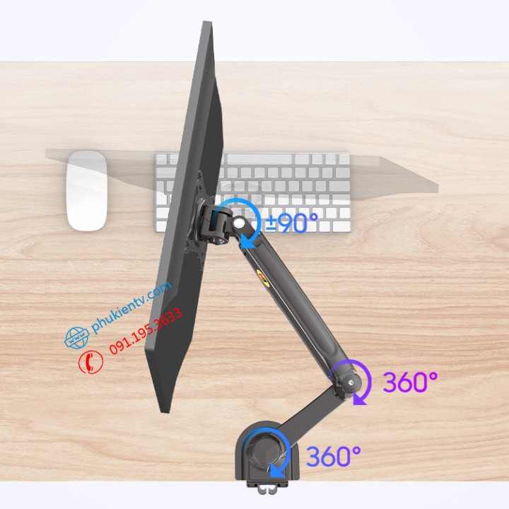 Giá treo màn hình NB H80 17 - 27 Inch Giá đỡ màn hình máy tính xoay 360 độ - Tay treo màn hình chính hãng