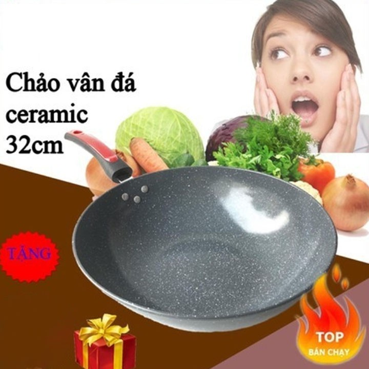 Chảo đá chống dính 32cm Chảo Đá Sâu Lòng