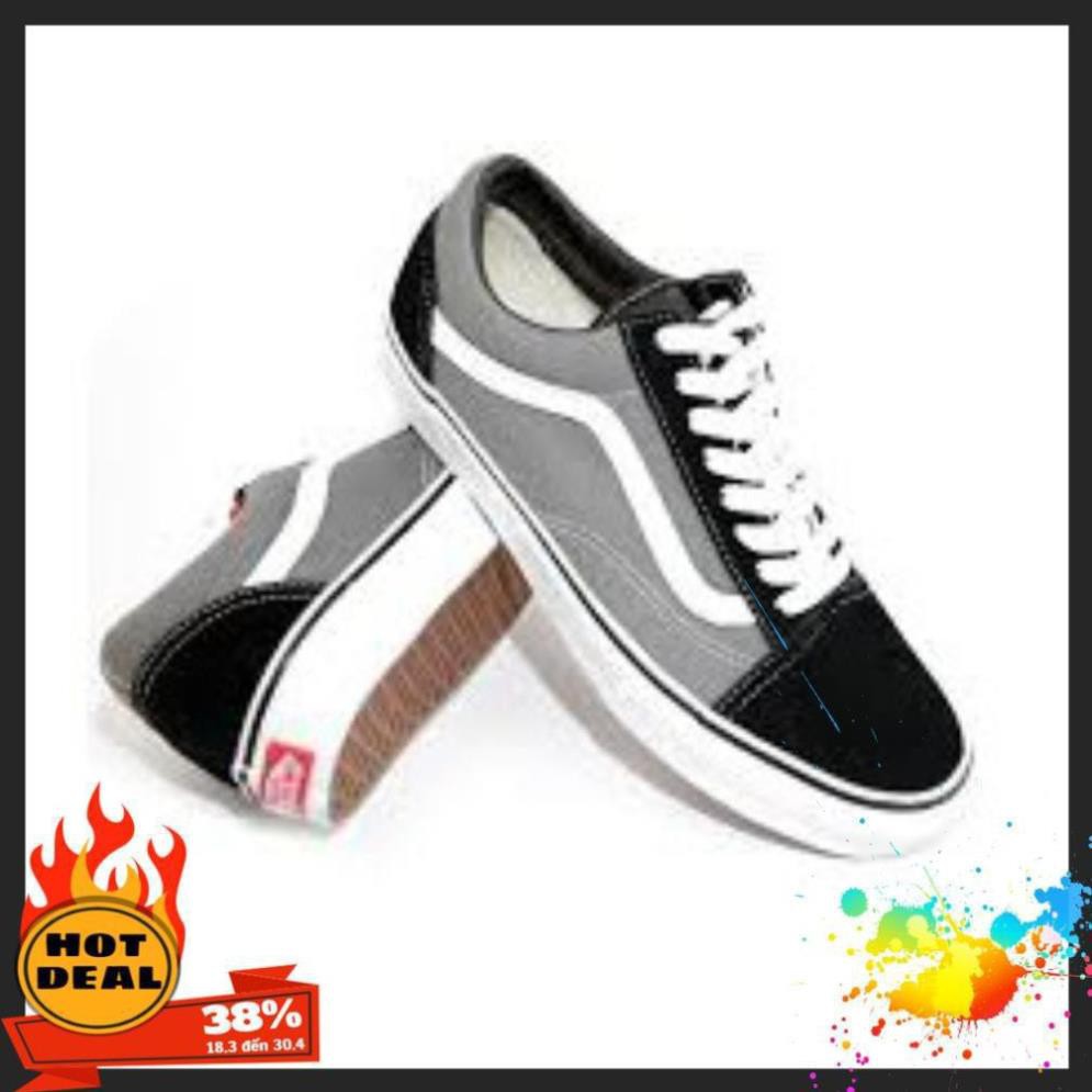 [Sale 3/3]Giày Vans Old Skool Xám Trắng, giày thể thao nam nữ đầy đủ tem/tag/mác FULLBOX P09