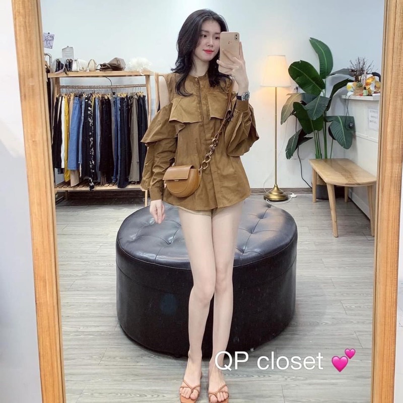 [Siêu Hot] Áo Sơmi Hở Vai Bèo Tay Dài 2 Màu Siêu Xinh Có Ảnh Thật Kèm Video | BigBuy360 - bigbuy360.vn