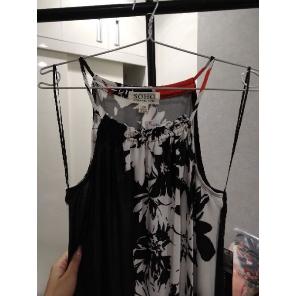 Đầm maxi dài cổ yếm xẻ tà sau Soho VNXK xuất khẩu dư xin hoạ tiết hoa boho vintage