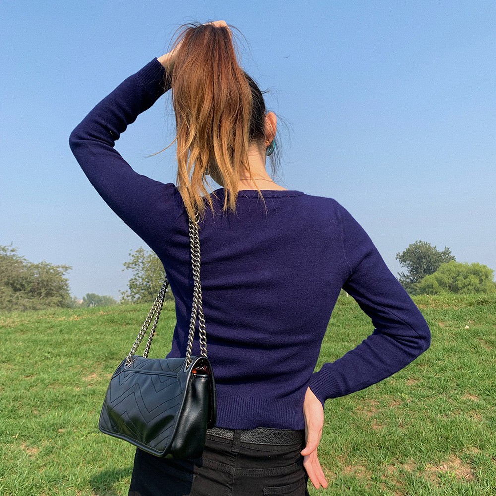 Áo cardigan tay dài dệt kim cổ chữ V phong cách cổ điển cho nữ | BigBuy360 - bigbuy360.vn