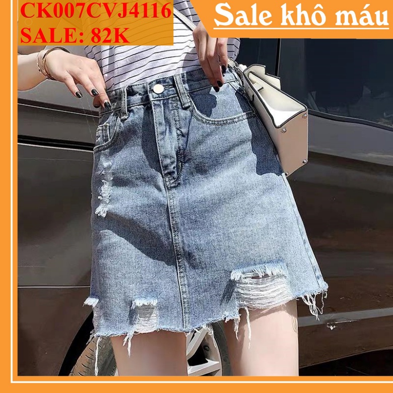 Chân váy Jeans nữ lưng cao công sở rách 4116 CHIBEST CK007CVJ4116 | BigBuy360 - bigbuy360.vn