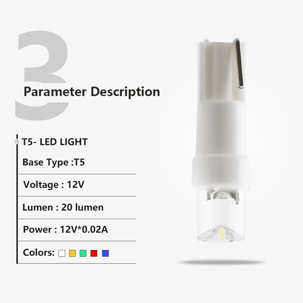 2 Bóng Đèn Led 12v T5 1smd Cho Xe Hơi