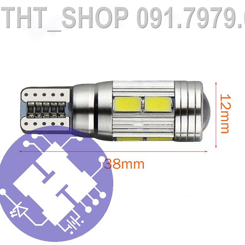 Đèn LED T10 5W Canbus siêu sáng dành cho xe ô tô và xe gắn máy nhiều màu sắc