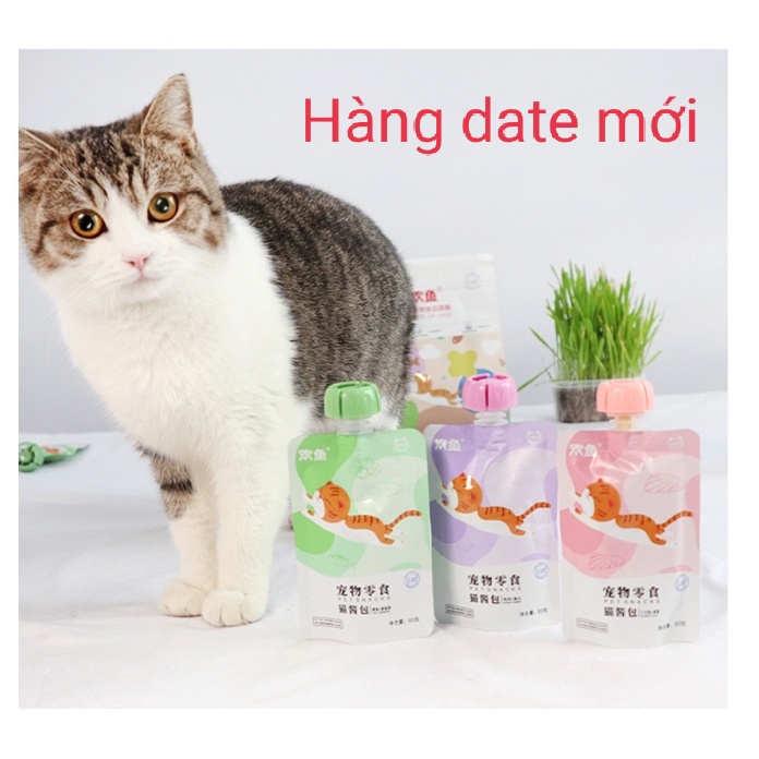 Gói lớn 80g- Súp thưởng cho mèo 3 vị kết hợp cả rau củ đầy đủ dưỡng chất - thiết kế nút vặn tiện lợi