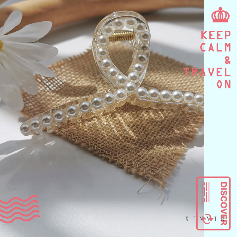 Kẹp tóc kim loại đính ngọc trai nhân tạo phong cách sang trọng cho nữ