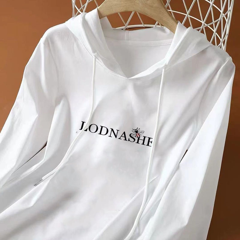 Áo thun nữ tay dài có nón chất liệu cotton thời trang Hàn Quốc