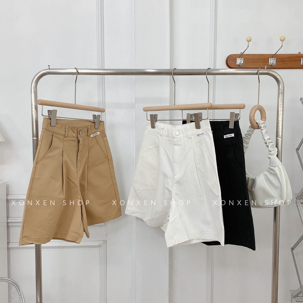 QUẦN SHORT NỮ chất vải kaki mềm tag bên dễ thương tặng kèm nịt XONXEN SHOP size S M L mã 3304