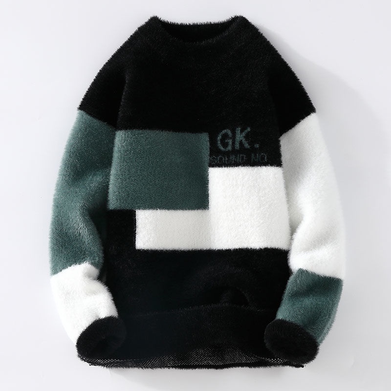 IMaodou Áo Sweater Lông Chồn Dày Dặn Cổ Tròn Thời Trang Thu Đông Hàn Quốc Mới Cho Nam