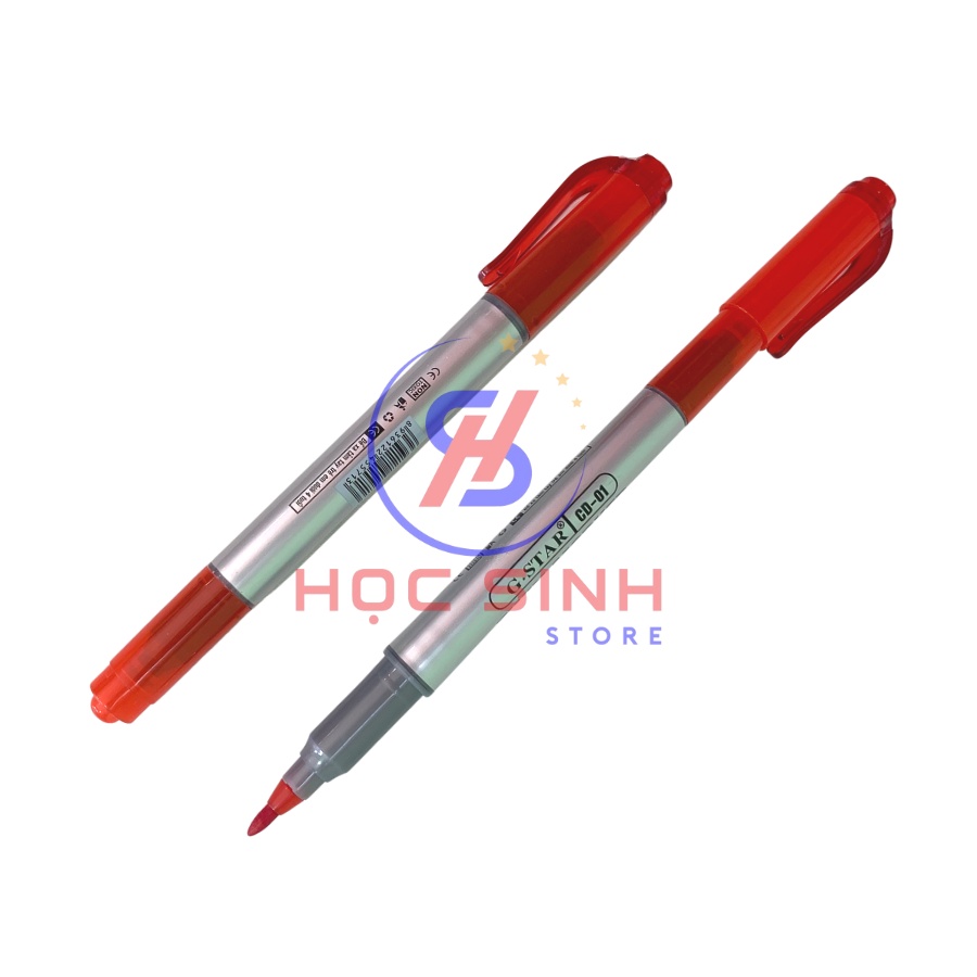 Hộp 12 cây bút lông dầu 2 đầu Gstar CD-01 Vâng thiên ( Xanh, đỏ, đen ) viết được trên nhiều bề mặt