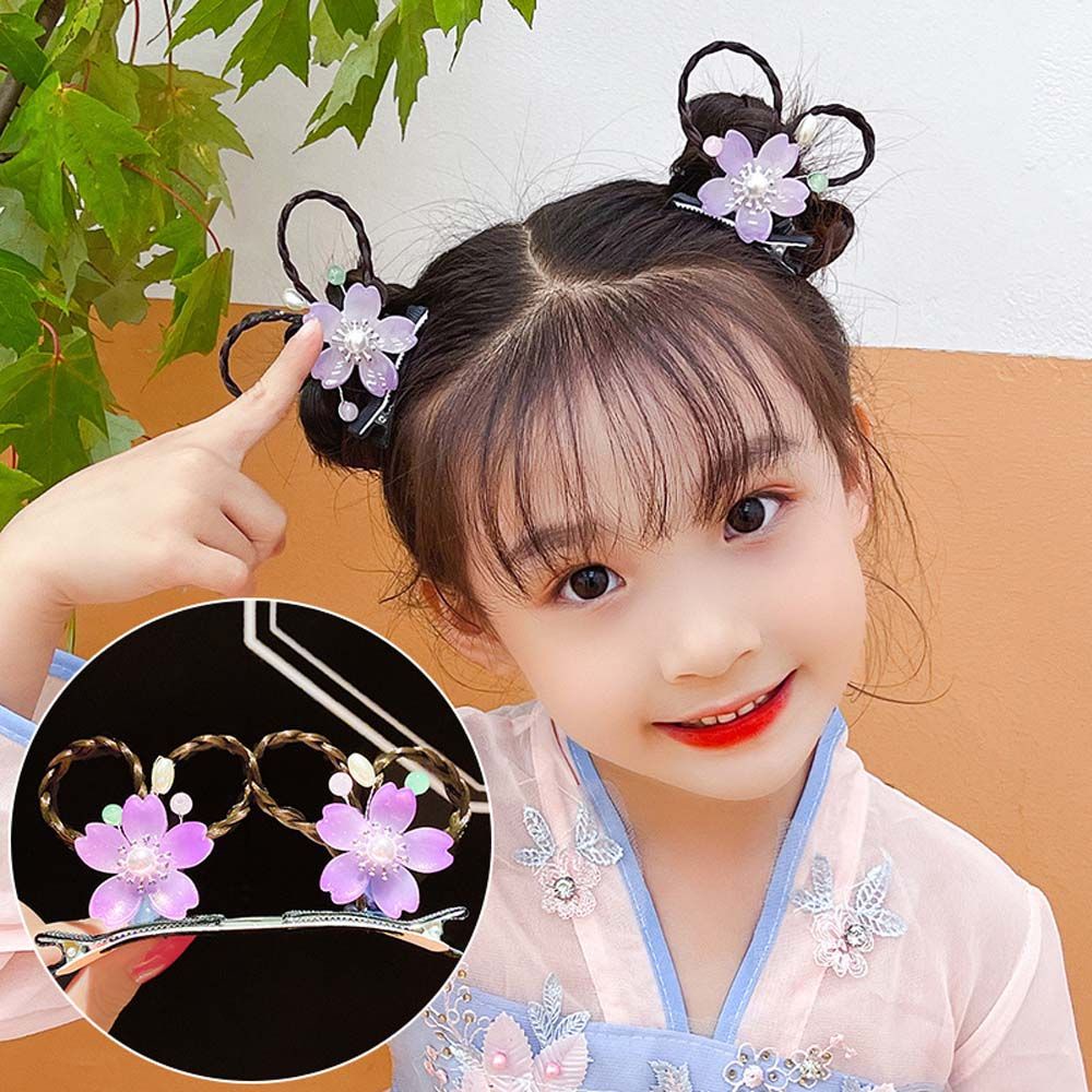 Kẹp tóc giả thắt bím nhiều màu sắc phong cách Trung Hoa cổ điển duyên dáng cho bé gái
