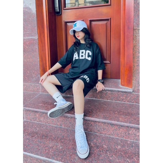 Đồ bộ hoạt hình form rộng ABC, Pu Ma+QUẦN Short♥️ Freesize dành cho nam nữSét trang phục thể thao Unisex,mặc nhà rẻ