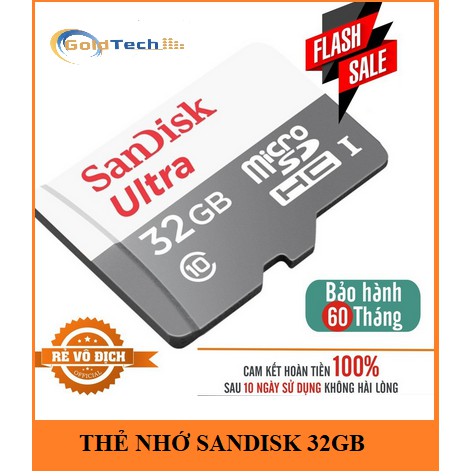 Thẻ nhớ Micro SD Scandisk 32Gb class 10 -80Mb bh 5 năm Hàng chính hãng