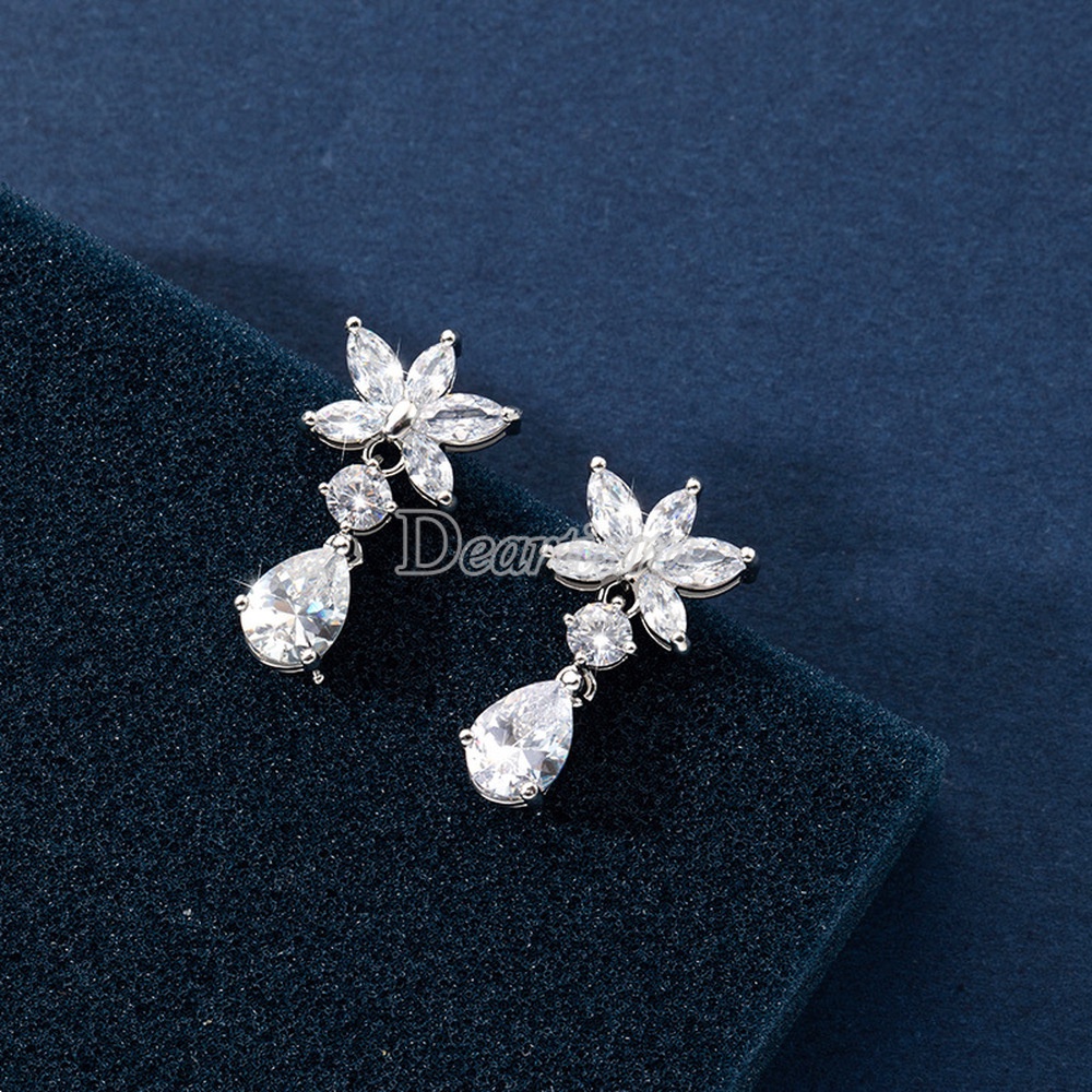 Bông Tai Hình Giọt Nước Đính Đá Zircon Thời Trang Cho Nữ