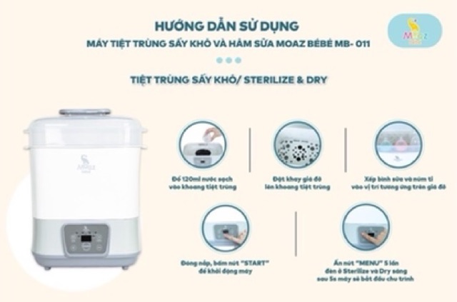 Máy tiệt trùng hơi nước và sấy khô thông minh Moaz Bebe MB-011