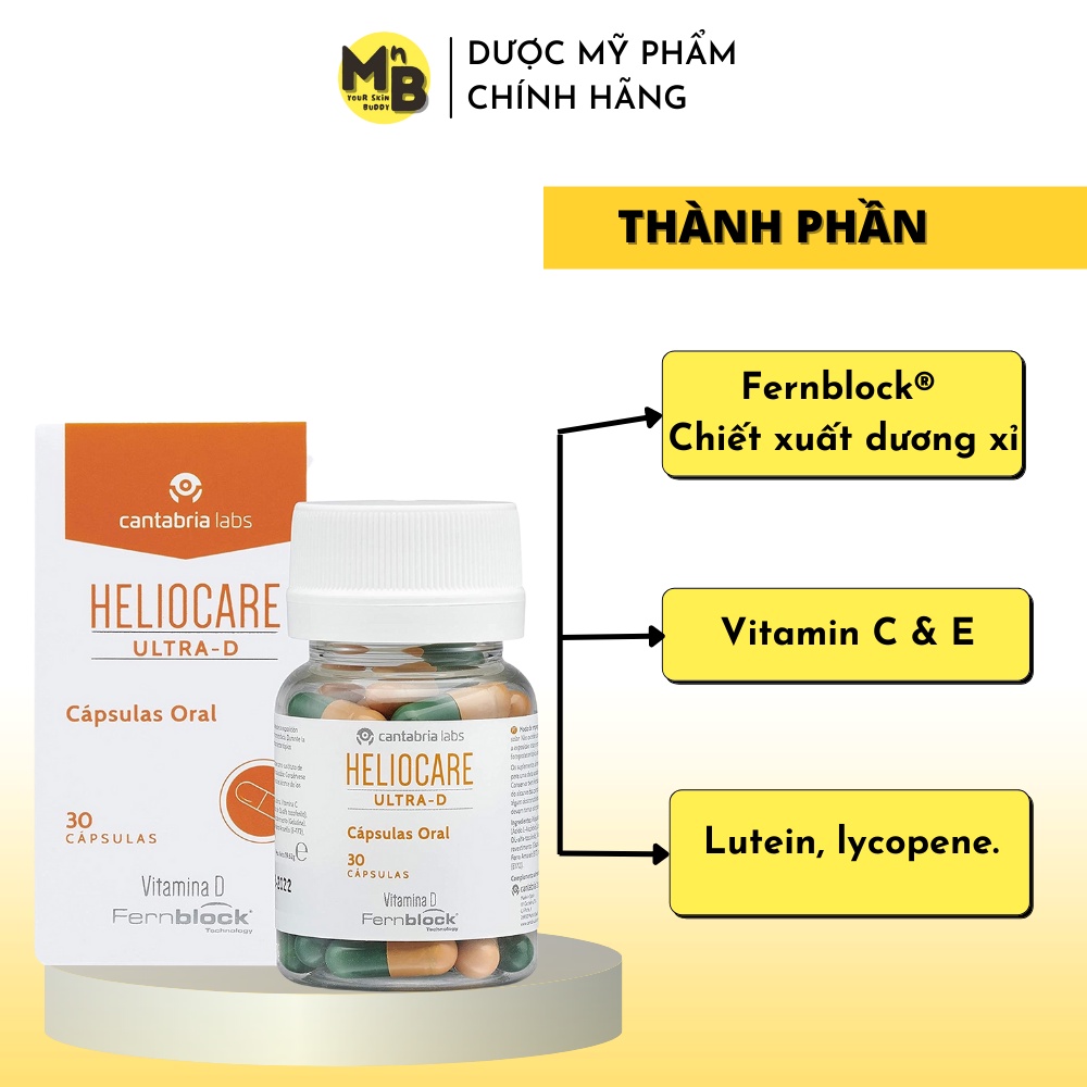 Viên uống chống nắng trắng da ngừa lão hóa HELIOCARE Ultra D Capsules 30 Viên