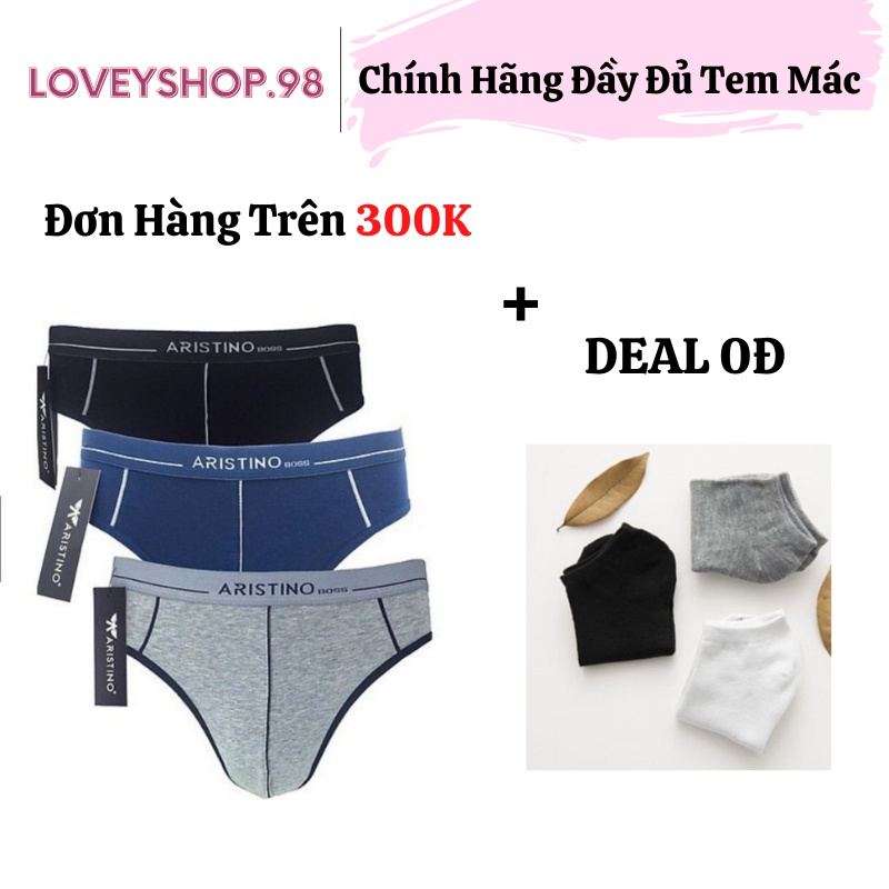 Combo 3 Sịp Tam Giác ❤️𝐅𝐫𝐞𝐞𝐬𝐡𝐢𝐩❤️ Quần Lót Nam Bikini ARISTINO Nam Vải Lụa Chính Hãng Cao Cấp Đầy Đủ Tem Mác