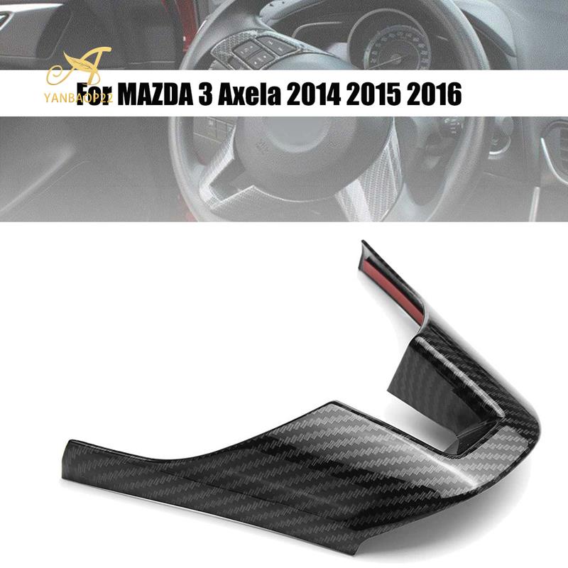 Ốp sợi carbon trang trí vô lăng xe hơi MAZDA 3 Axela 2014 2015 2016