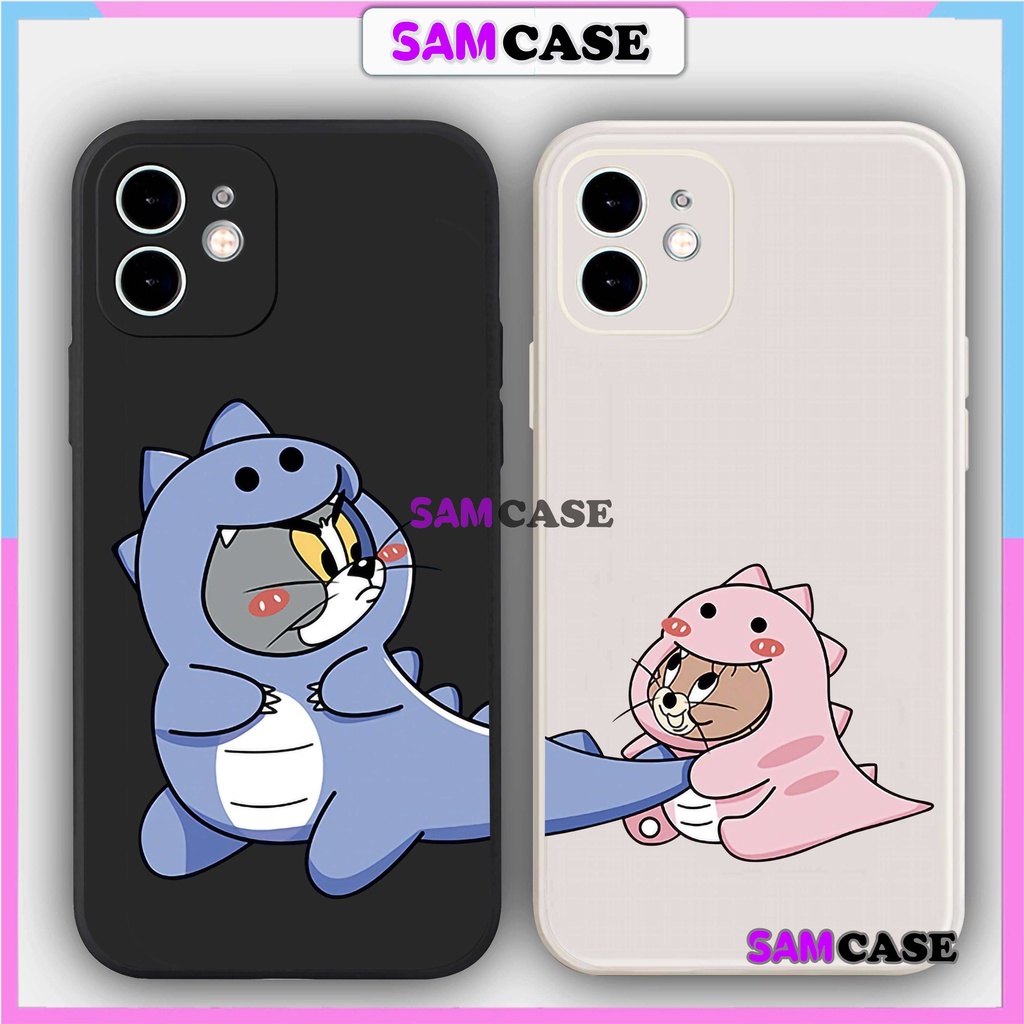 Ốp lưng iPhone cặp đôi Tom Jerry cạnh viền vuông silicon dẻo cho iphone 6/6s/7/8/X/XS/XR/11/12/13/14 Pro Plus Max cute
