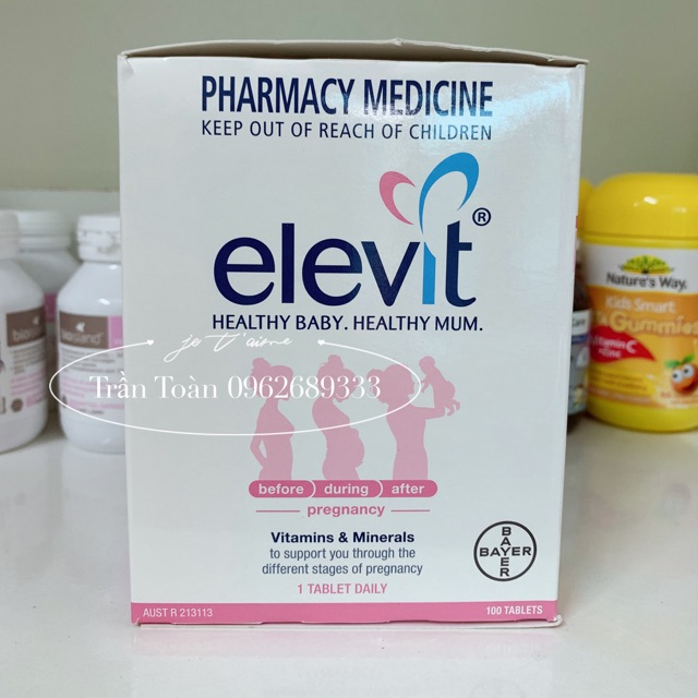 Viên Elevit Úc cho bà Bầu, 100 viên