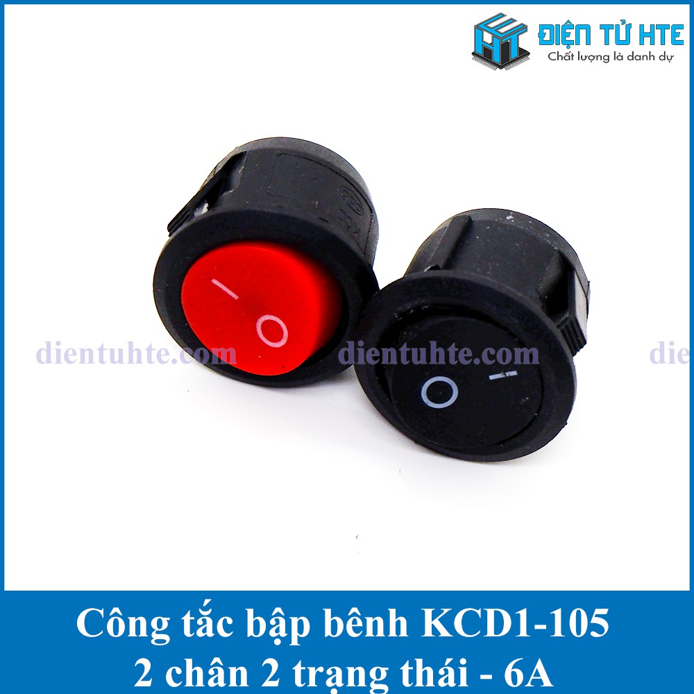 Công tắc bập bênh tròn KCD1-105 2 chân 6A [HTE Quy Nhơn CN2]