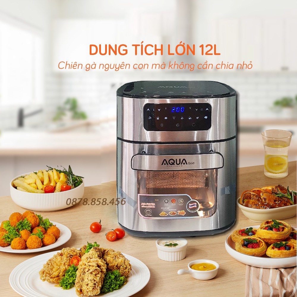 Nồi chiên không dầu Aqua Gold 12L - Nồi chiên Aqua 12 lít - Điều khiển cảm ứng - Bảo hành 12 tháng