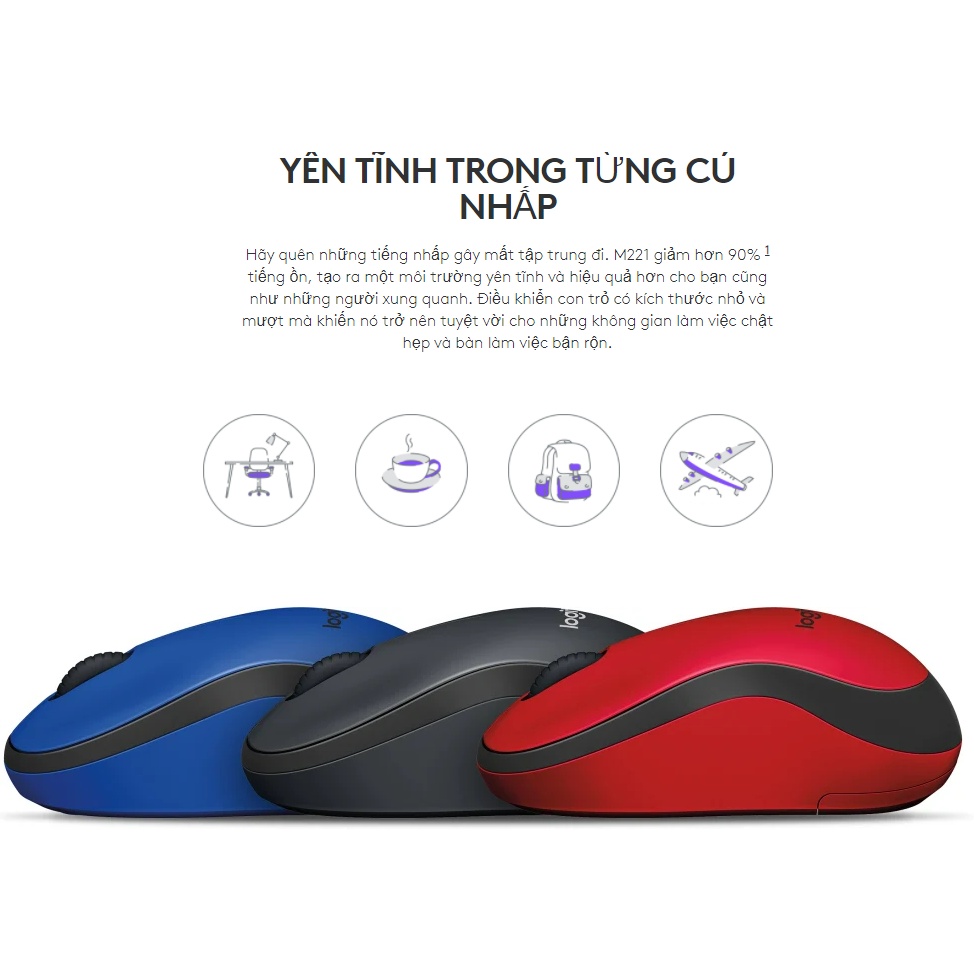Chuột Logitech M221 Không dây Wireless Silent Plus - Ngoc Viên Store