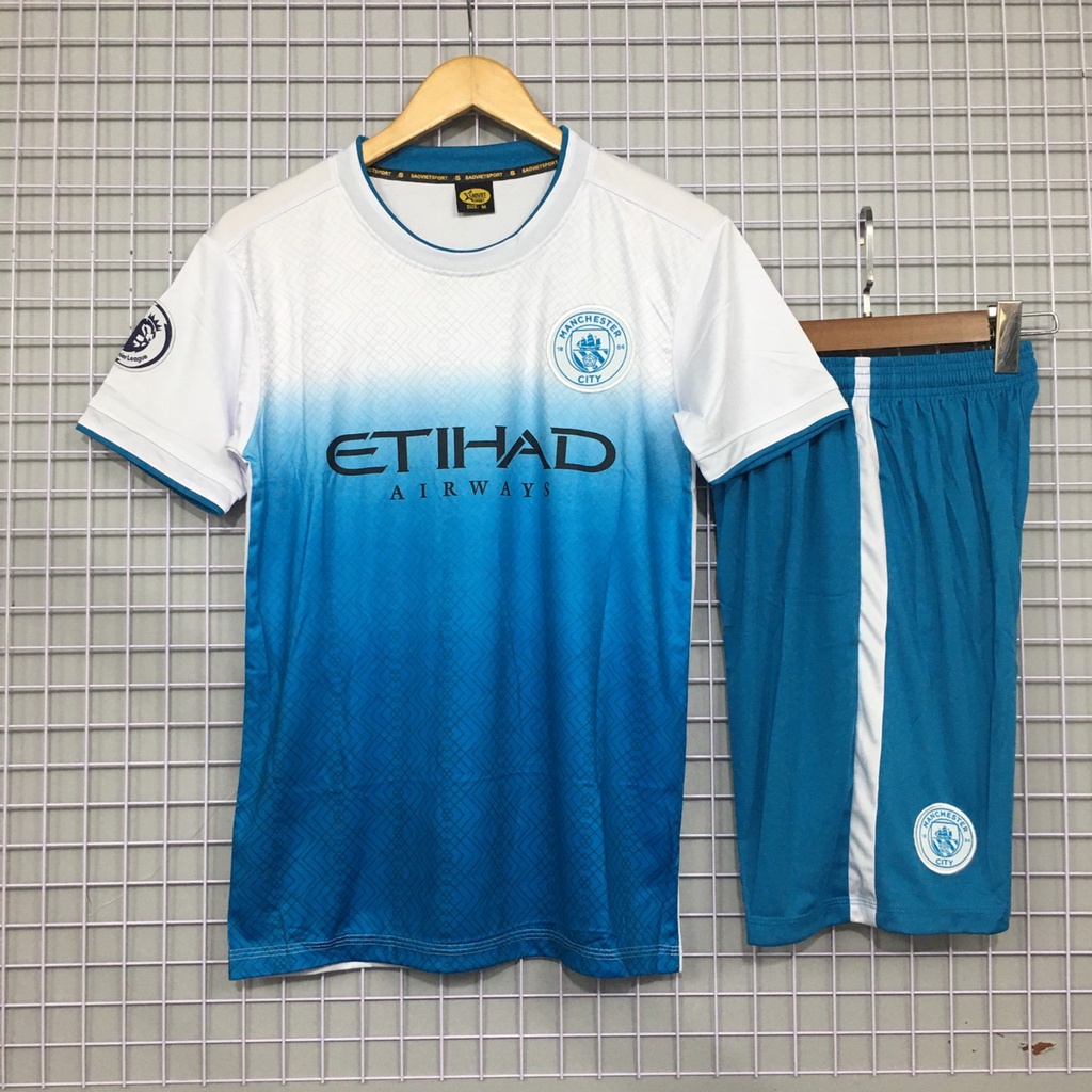 Bộ quần áo đá banh ManCity trắng xanh mới 22-23 SV