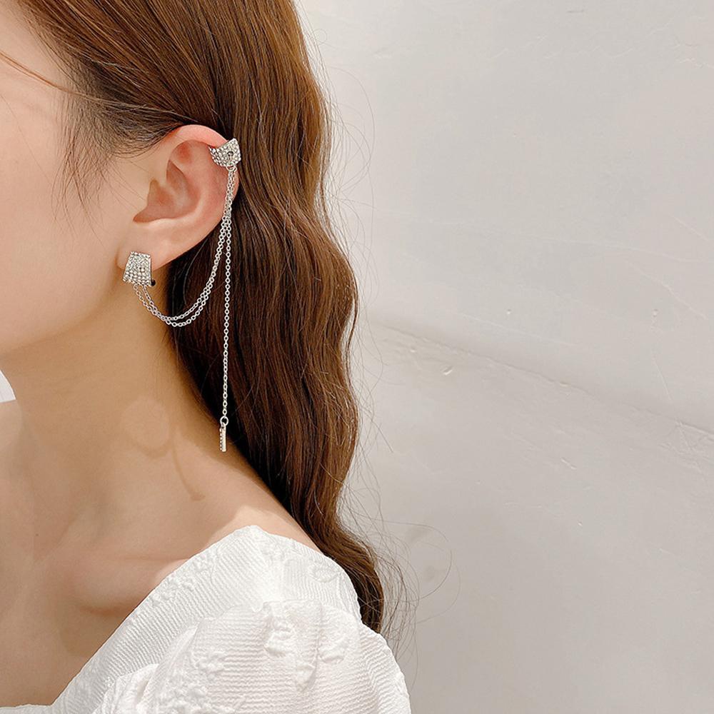 MXGOODS Bông Tai Dáng Dài Hình Tròn Đính Pha Lê Thời Trang Cho Nữ