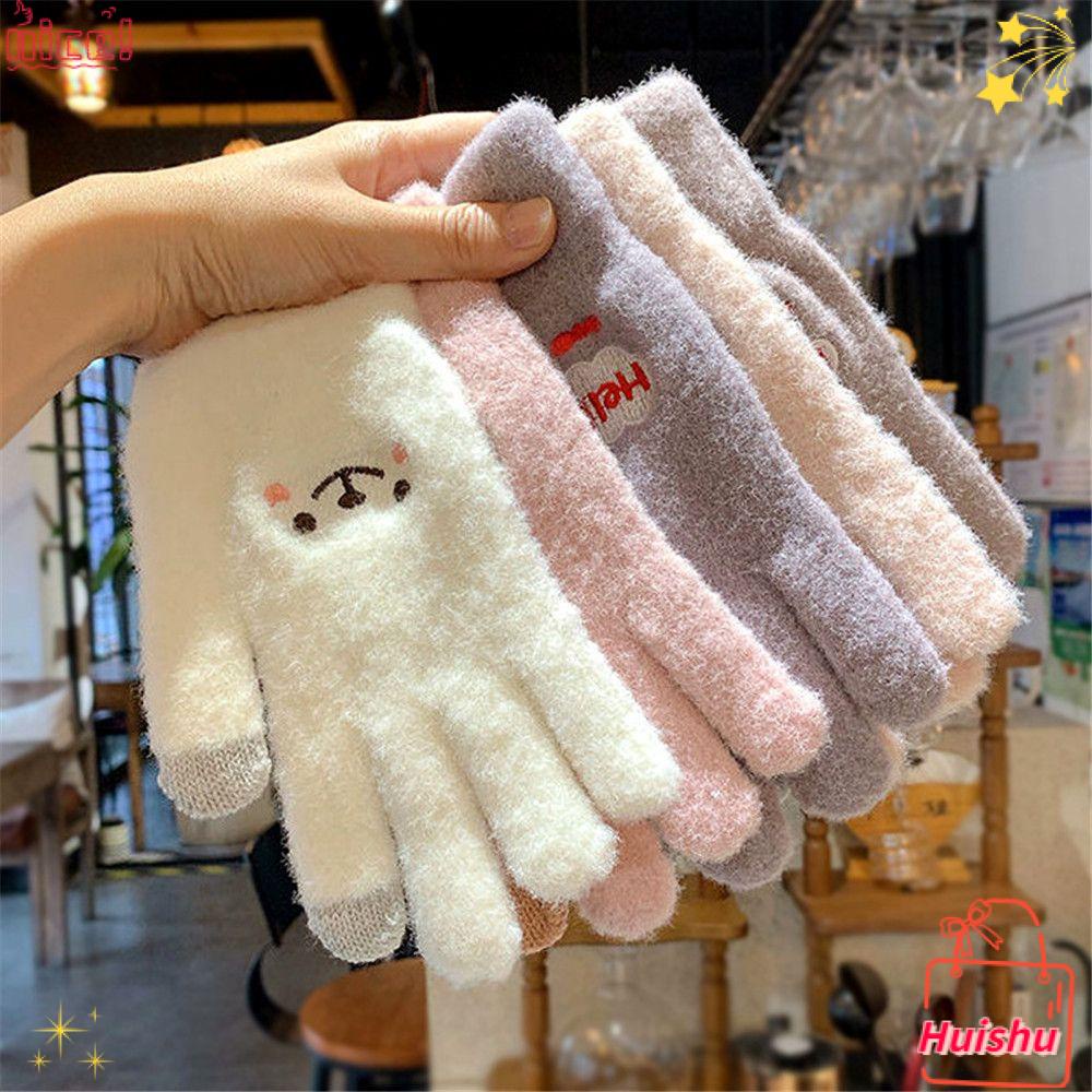 ✣Hs✣ Găng Tay Len Giữ Ấm Cảm Ứng Màn Hình Cho Nữ