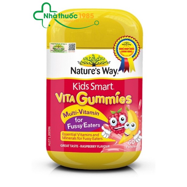 Kẹo Dẻo Kích Thích Ăn Ngon Cho Bé Nature's Way Kids Smart Vita Gummies Multi Vitamin for Fussy Eaters 60 Viên